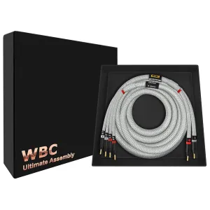 WORLDS BEST CABLES 12 Foot Ultimate - 9 AWG - Ultra-Pure OFC - Premium Audiophile HiFi Bi-Wire Single Speaker Cable for Center Channel with Eminence Gold Banana Plugs & Silver Tweed Jacket