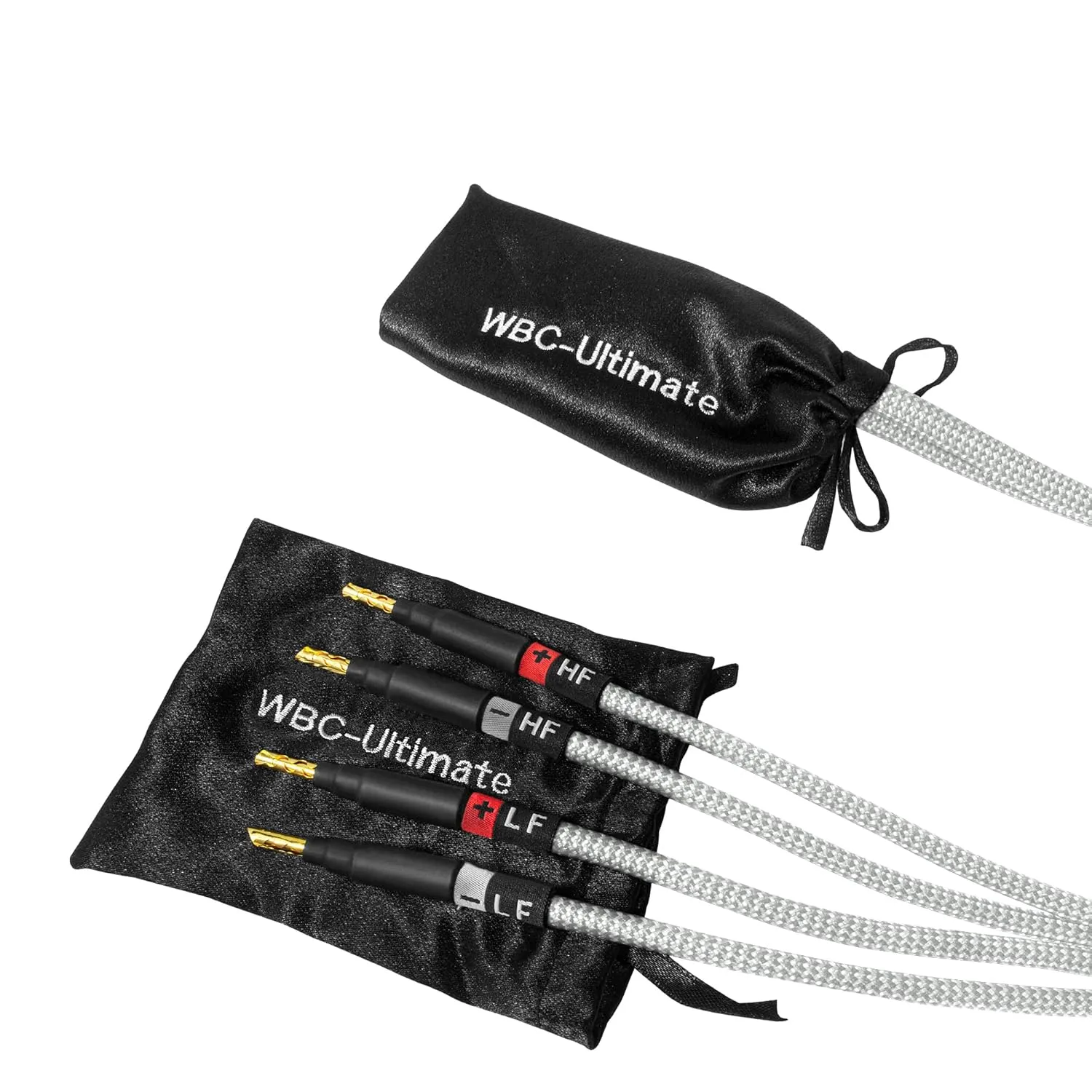 WORLDS BEST CABLES 3 Foot Ultimate - 9 AWG - Ultra-Pure OFC - Premium Audiophile HiFi Bi-Wire Speaker Cable Pair with Eminence Gold Banana Plugs & Silver Tweed Jacket