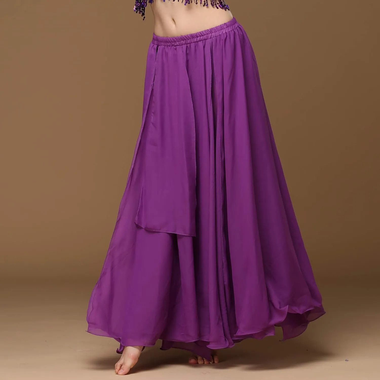 Wuchieal Women's Belly Dance Costume Chiffon Dancing Skirt Sexy Large Swing Dancing Skirts Dress