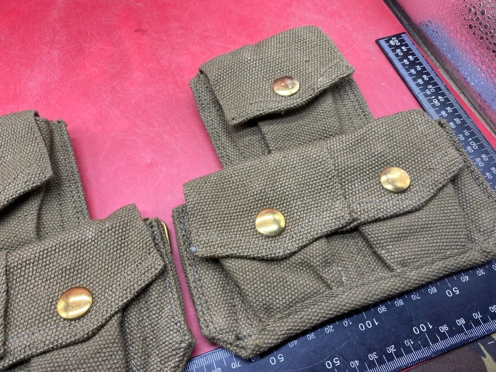 WW2 Indian Army Issue - 1937 Pattern Twin Set of Patrol Pouches.