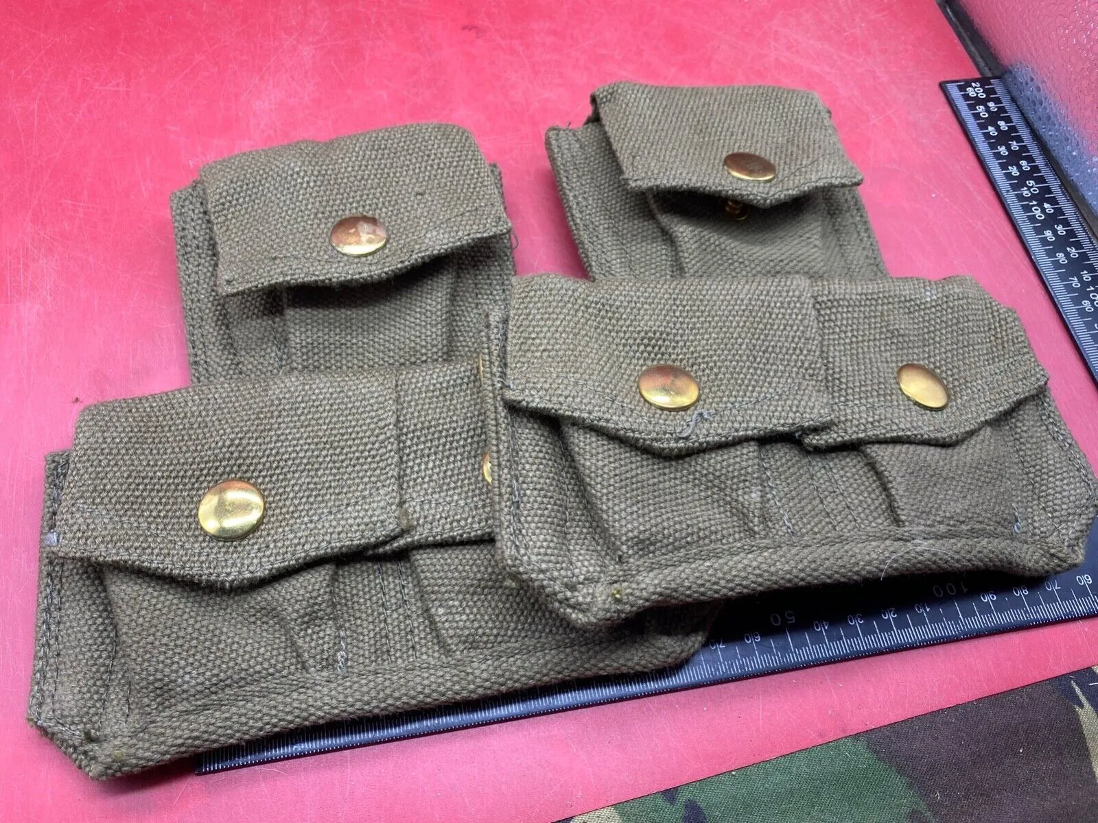 WW2 Indian Army Issue - 1937 Pattern Twin Set of Patrol Pouches.
