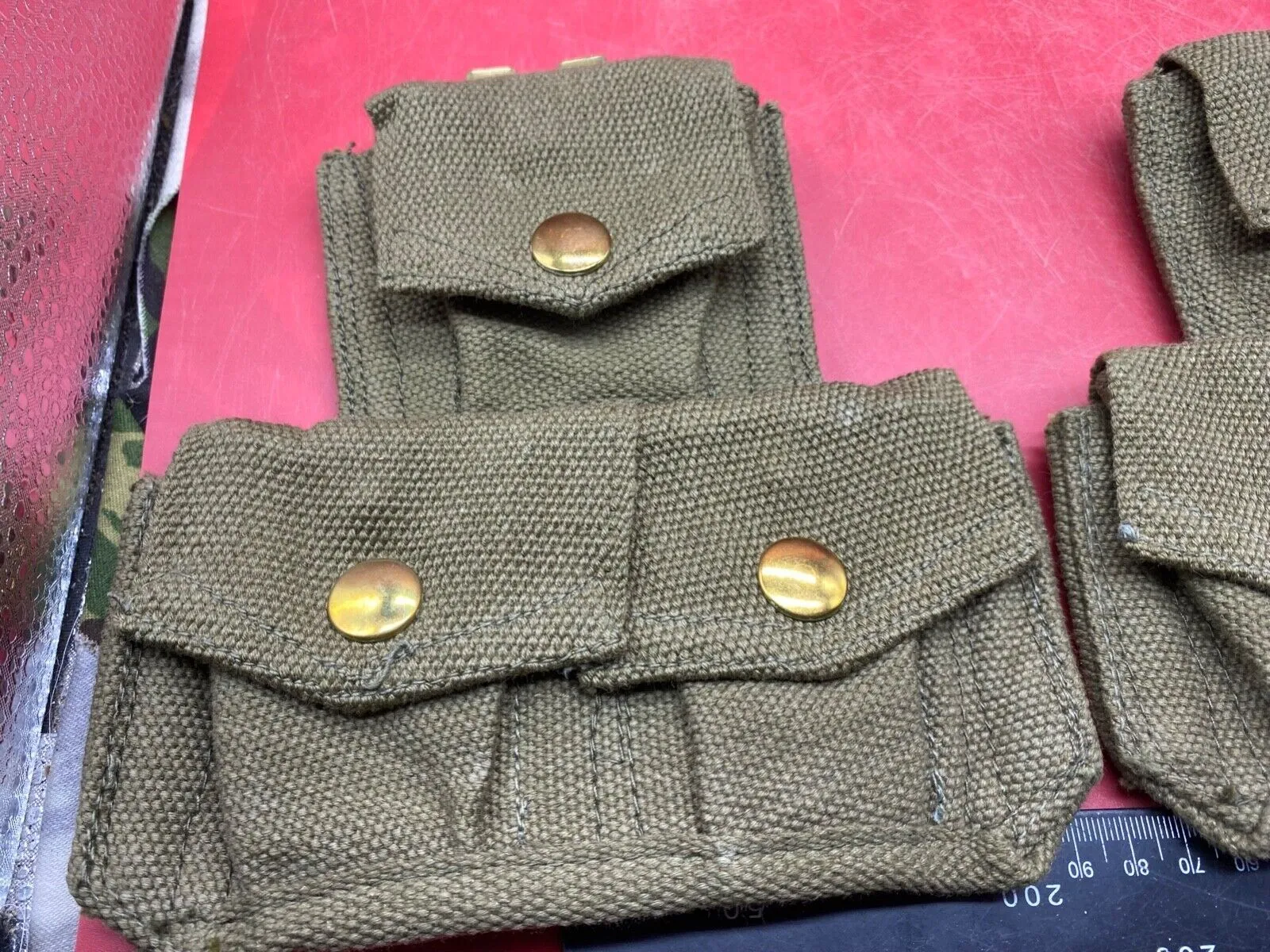 WW2 Indian Army Issue - 1937 Pattern Twin Set of Patrol Pouches.