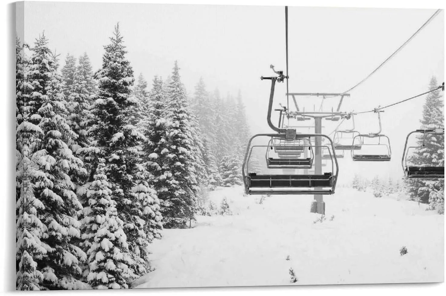 XAHOR Canvas, Canvas Gift, Canvas Art, Skii Lift, Winter Art, Winter View Canvas Decor, Poster Canvas Artwork Prints Rustic Farmhouse Decorations for Living Room Bathroom Bedroom 24x36inch(60x90cm)