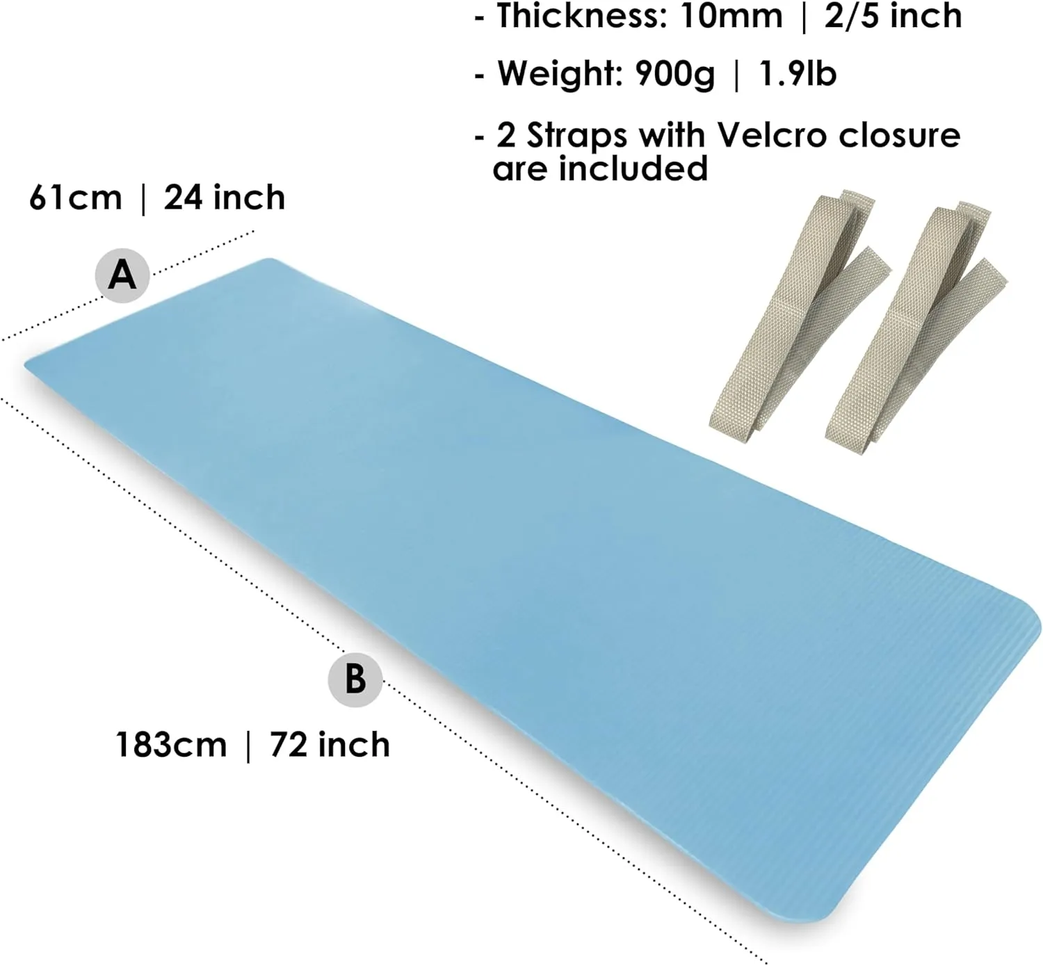 YAMAZEN 72"X24" Extra Thickness Yoga Workout Mat for Home Gym Exercise | All Purpose Mat with Strap | 10mm(2/5") / 15mm(3/5") Thickness