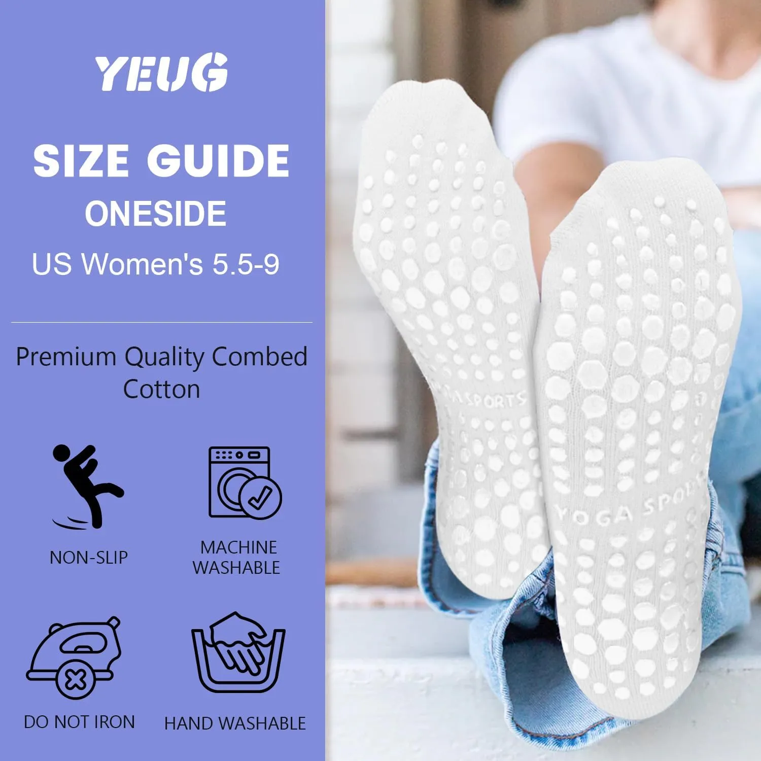 YeuG 4/6 Pairs Pilates Socks for Women - Non Slip Grip Socks for Yoga, Barre, Hospital, Barefoot