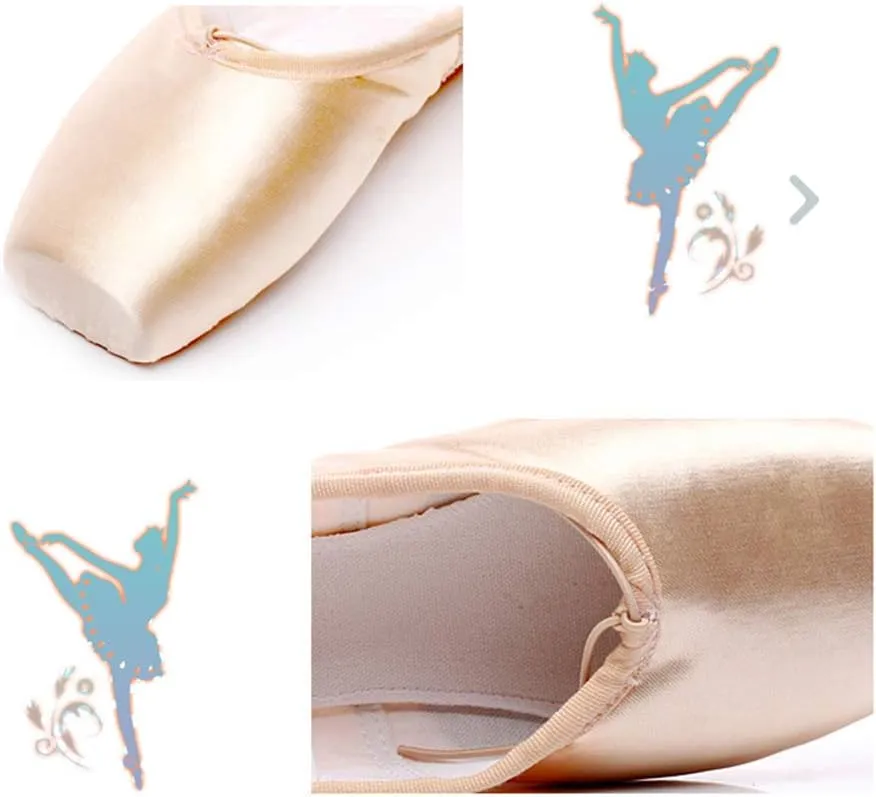 YKXLM Ballet Point Shoes for Girls Professional Satin/Canvas Ballet Slipper Dance Shoe for Girls and Women Practice Ballet Pointe Shoes WIith Ribbon and Toe Pads,Model TJ-ZJBL