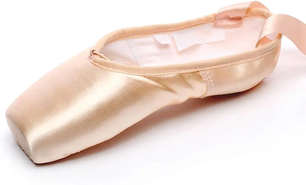 YKXLM Ballet Point Shoes for Girls Professional Satin/Canvas Ballet Slipper Dance Shoe for Girls and Women Practice Ballet Pointe Shoes WIith Ribbon and Toe Pads,Model TJ-ZJBL