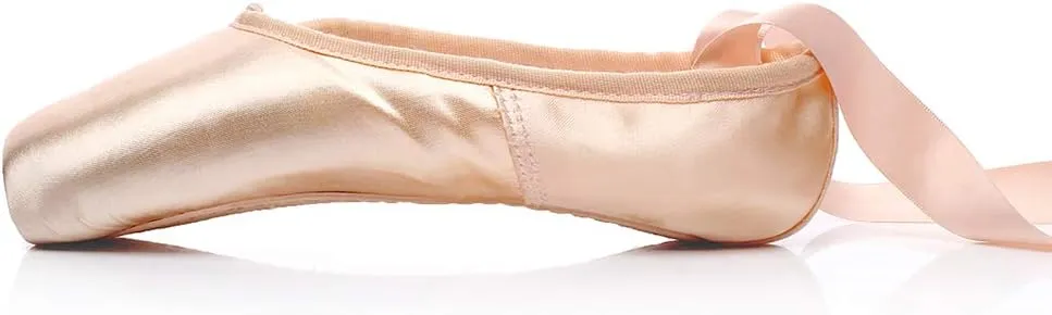 YKXLM Ballet Point Shoes for Girls Professional Satin/Canvas Ballet Slipper Dance Shoe for Girls and Women Practice Ballet Pointe Shoes WIith Ribbon and Toe Pads,Model TJ-ZJBL