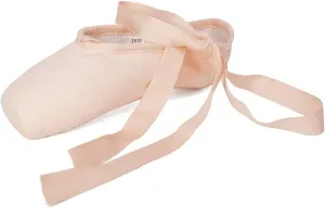 YKXLM Ballet Point Shoes for Girls Professional Satin/Canvas Ballet Slipper Dance Shoe for Girls and Women Practice Ballet Pointe Shoes WIith Ribbon and Toe Pads,Model TJ-ZJBL