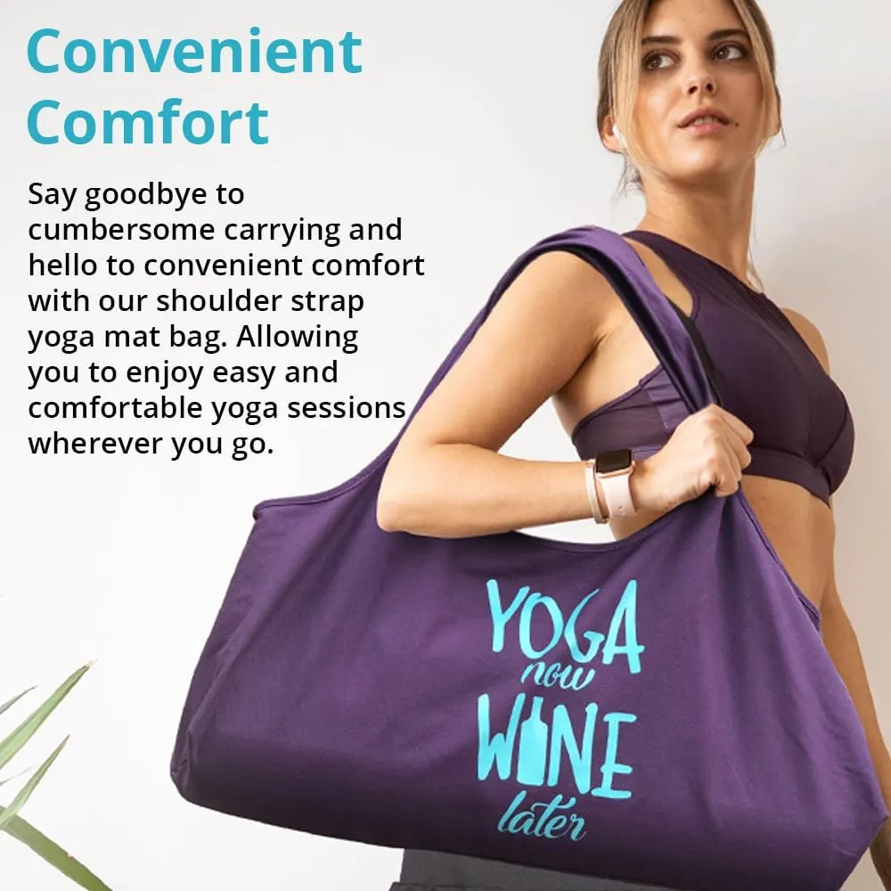 Yoga Bag, Exercise, Tote, Large Carrier, Shoulder Strap, Inner Pocket, Fits Most Mats, Recycled Cotton Canvas