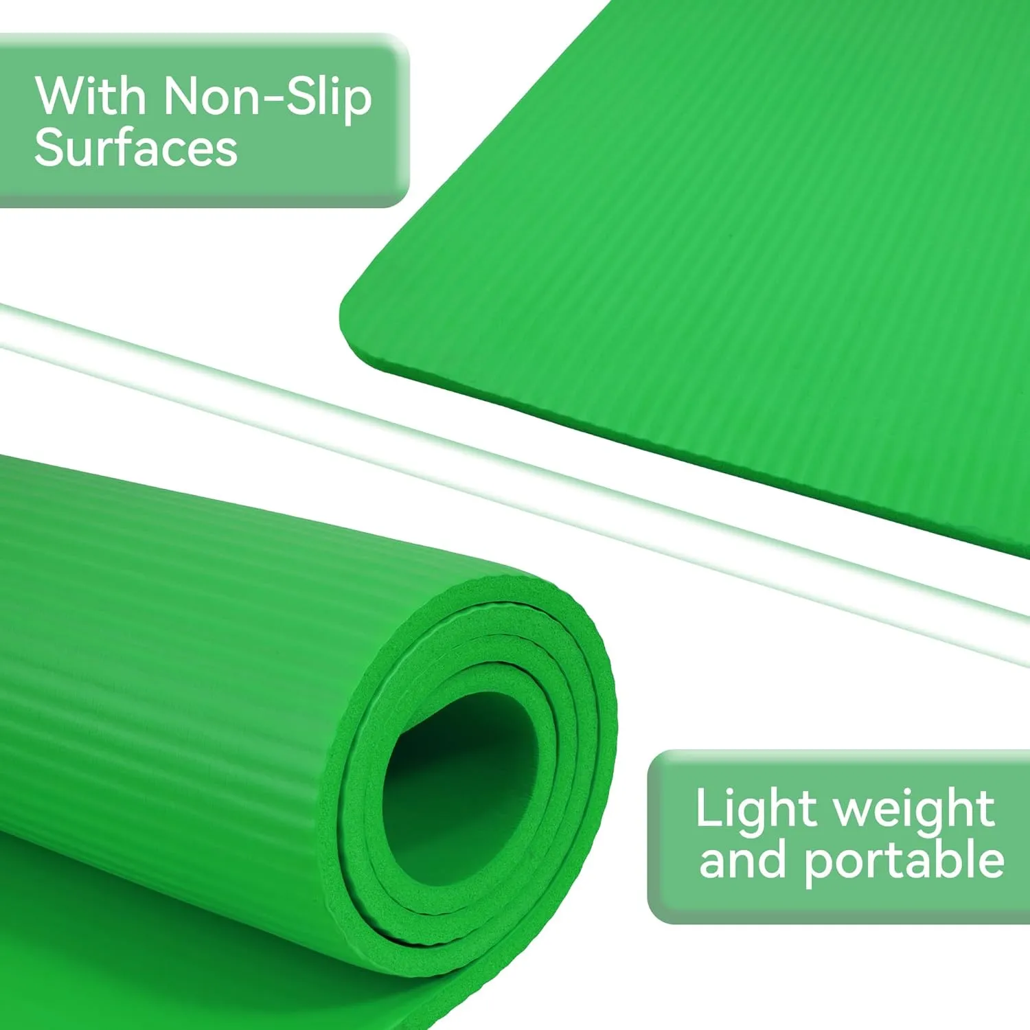 Yoga Mat, 1/2-Inch Extra Thick High Density Exercise Mat, Anti-Tear Exercise Yoga Mat with Carrying Strap, Suitable for Various Yoga Exercises