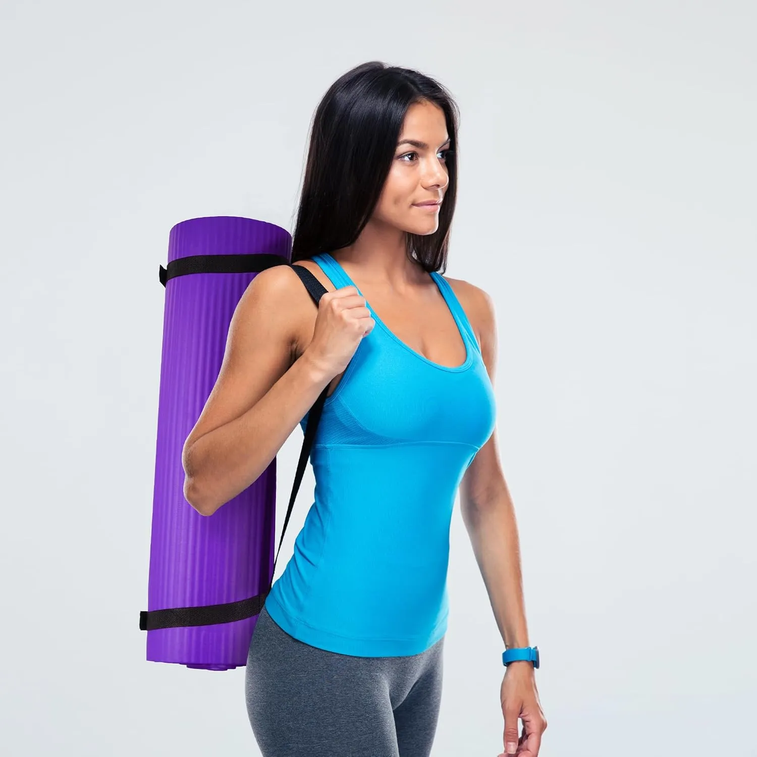 Yoga Mat, 1/2-Inch Extra Thick High Density Exercise Mat, Anti-Tear Exercise Yoga Mat with Carrying Strap, Suitable for Various Yoga Exercises