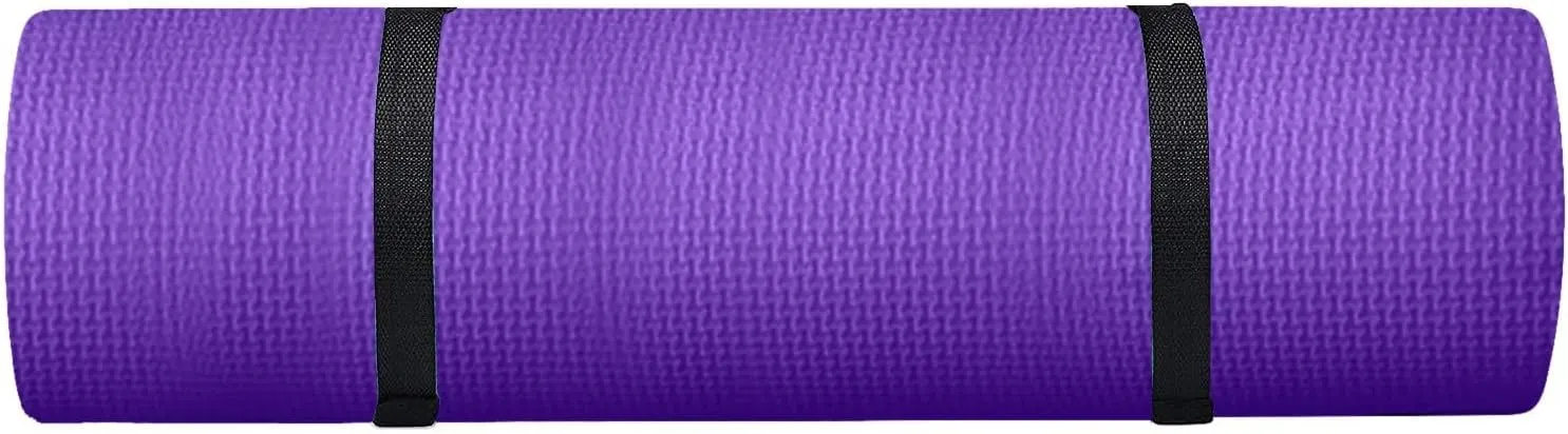 Yoga Mat 1/5 Inch Thick Anti-Tear High Density Non Slip Exercise Mat with Carrying Strap Hot Yoga Mat for Stretching, Home Yoga, Pilates, Floor, Fitness, Gym, Workouts