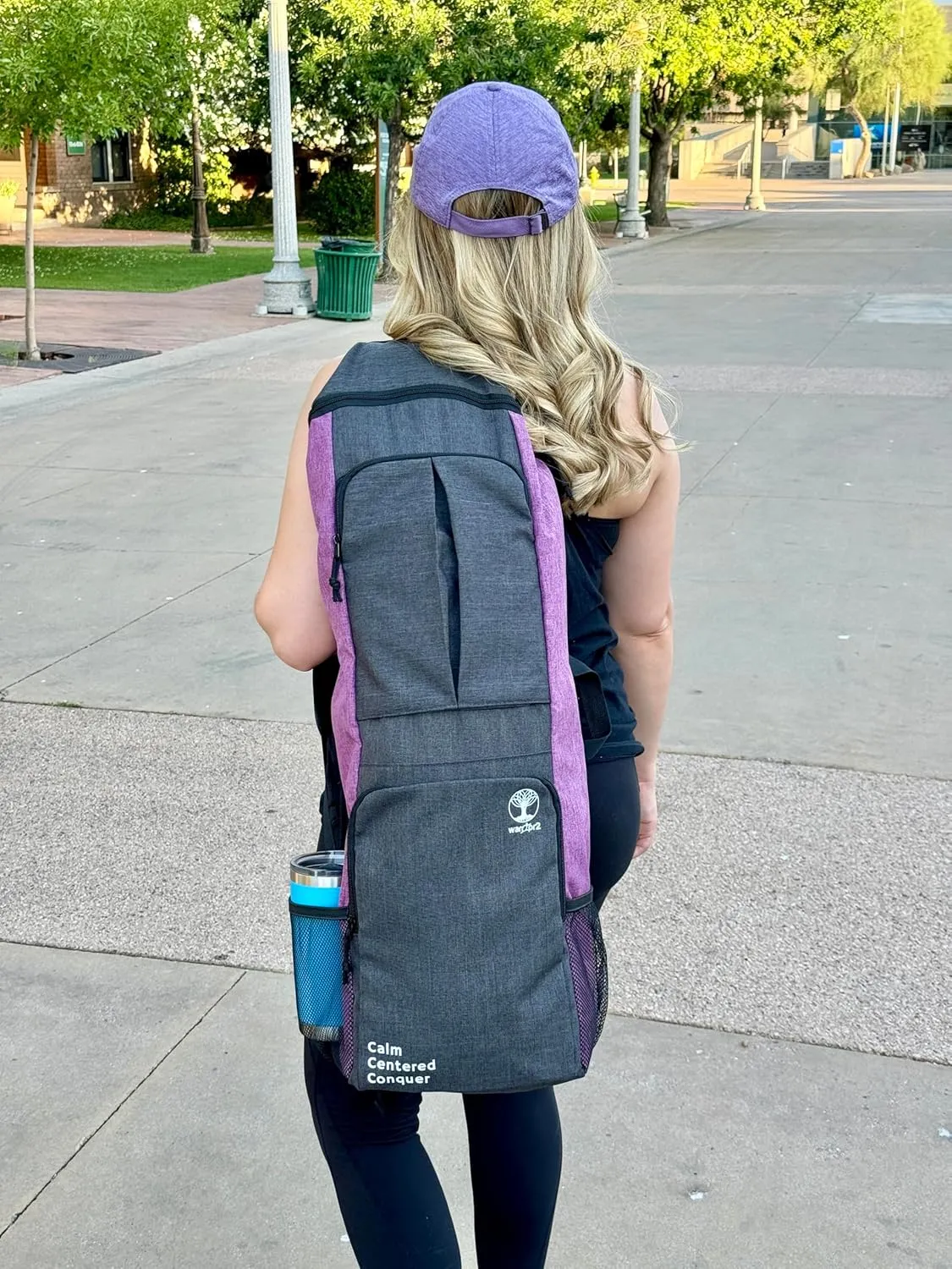 Yoga Mat Bag Carrier - Large Pockets & Water Bottle Holders. Yoga Backpack Fits 0.5" Thick x 26" Wide Mats. Hands-Free, Left-Right Switchable, Yoga, Gym, Cycling