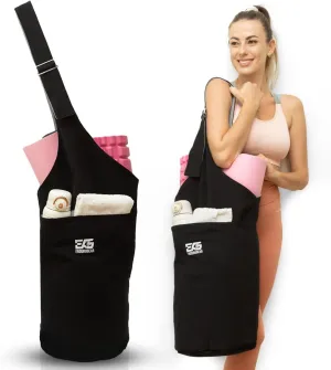 Yoga Mat Bag, Durable Canvas Yoga Mat Carrier Bag with Adjustable Strap & Inside Zipper Pocket, Large Capacity Yoga Bag for Gym, Pilates, Beach, Travel, and Everyday Use