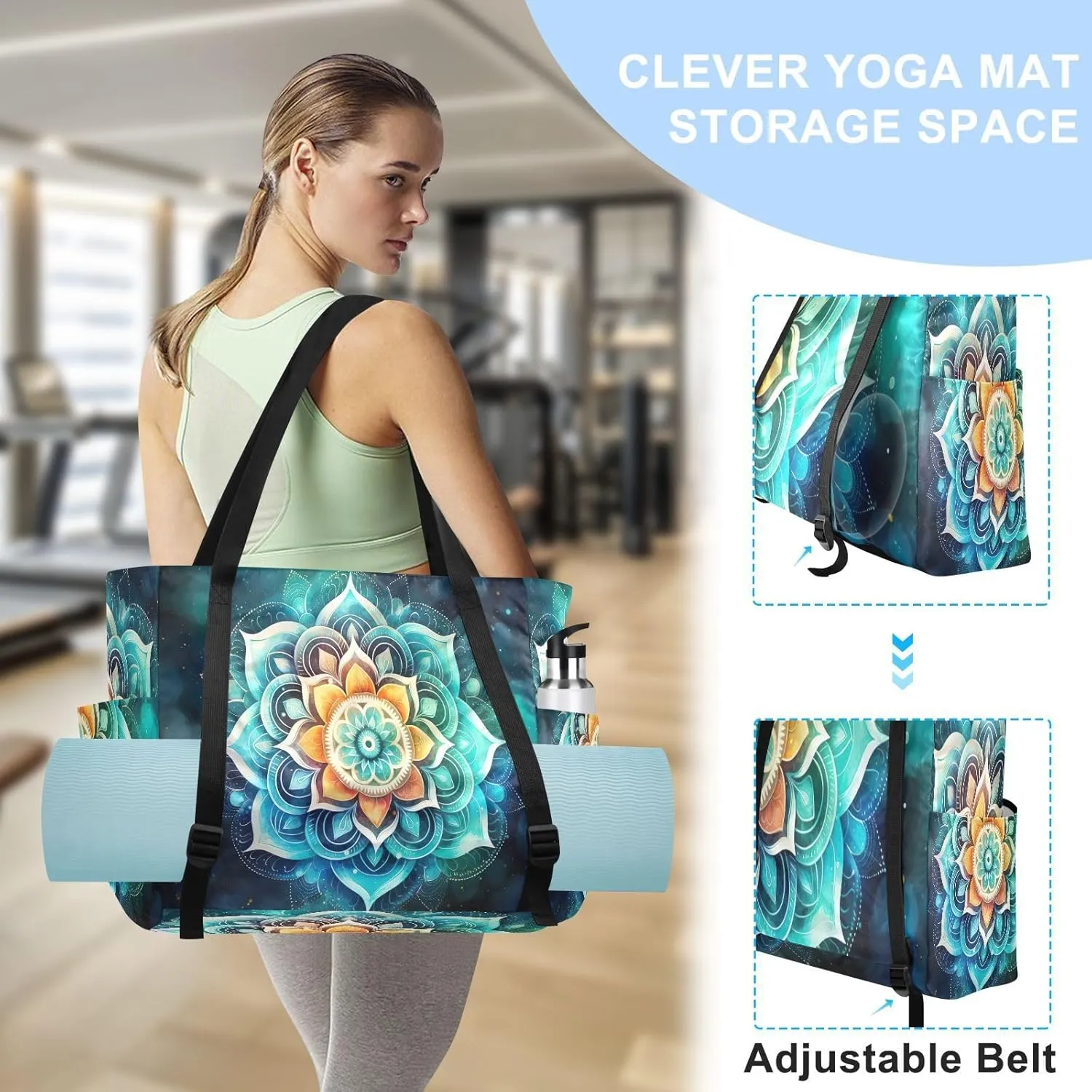 Yoga Mat Bag for Women Adjustable Yoga Mat Carrier Bag with Pockets