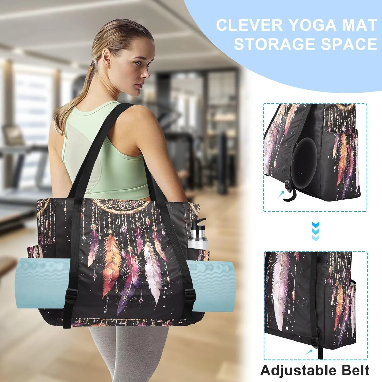 Yoga Mat Bag for Women Adjustable Yoga Mat Carrier Bag with Pockets