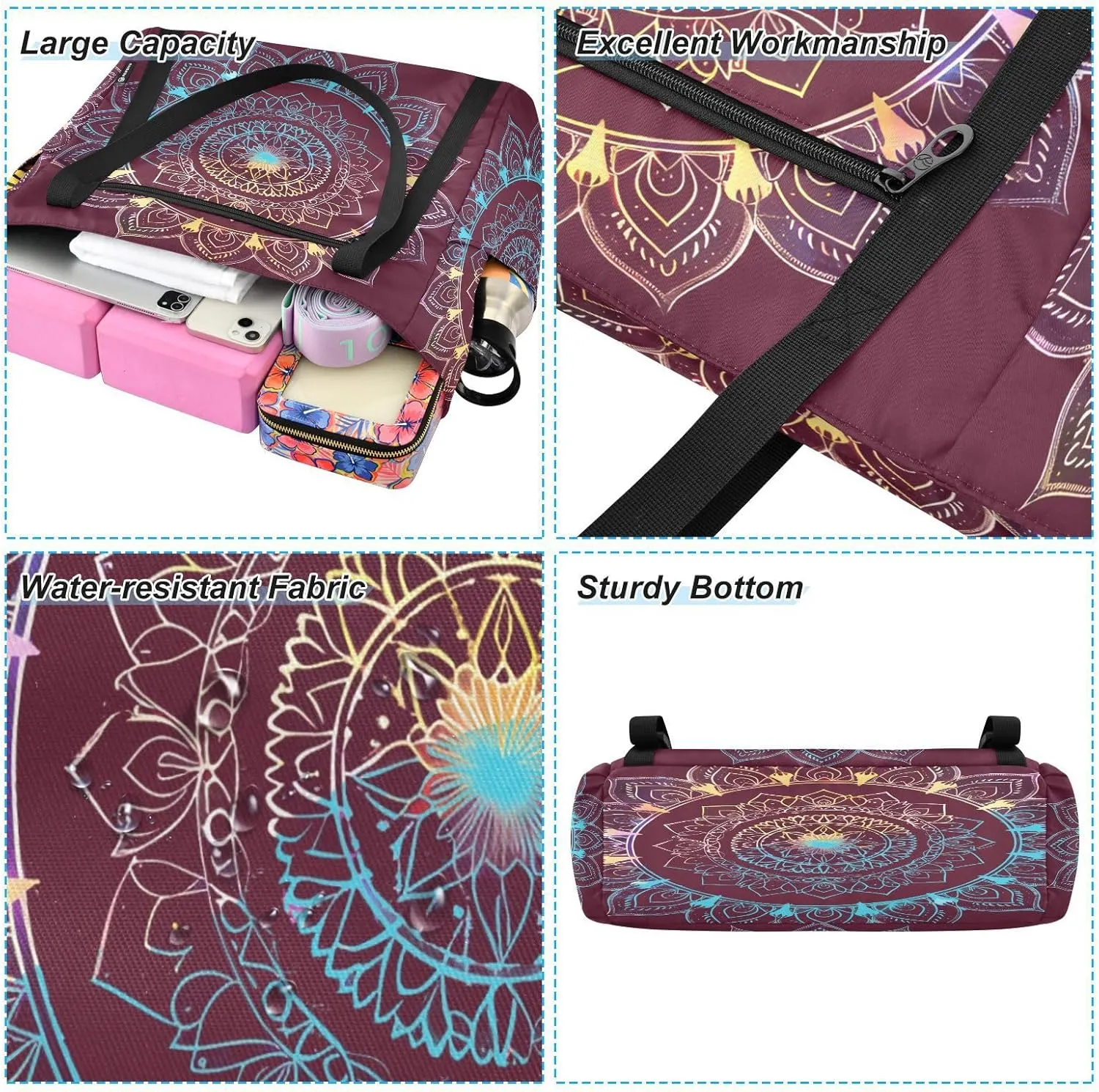 Yoga Mat Bag for Women Adjustable Yoga Mat Carrier Bag with Pockets
