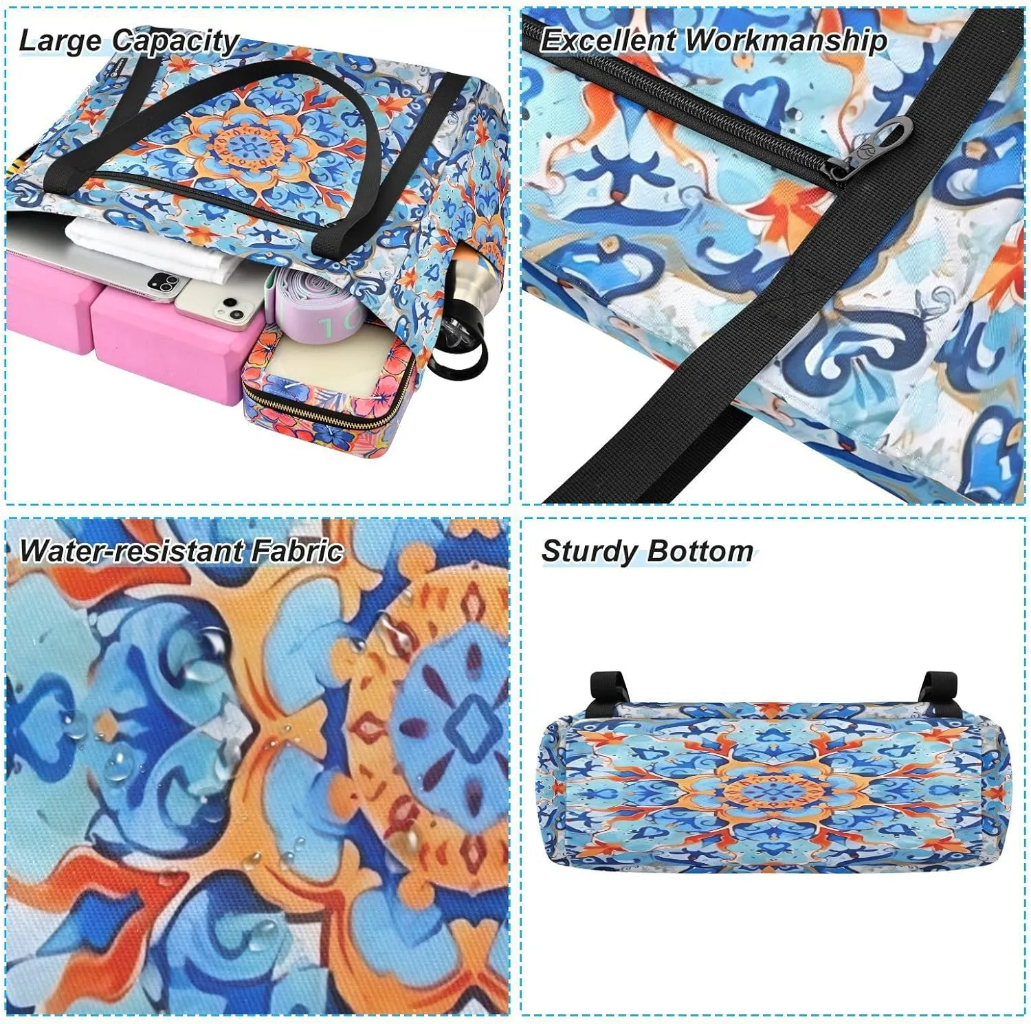 Yoga Mat Bag for Women Adjustable Yoga Mat Carrier Bag with Pockets