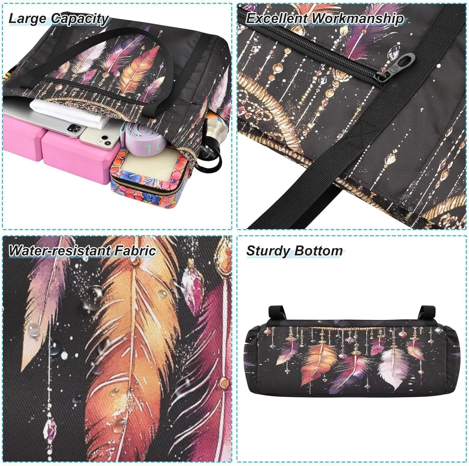 Yoga Mat Bag for Women Adjustable Yoga Mat Carrier Bag with Pockets