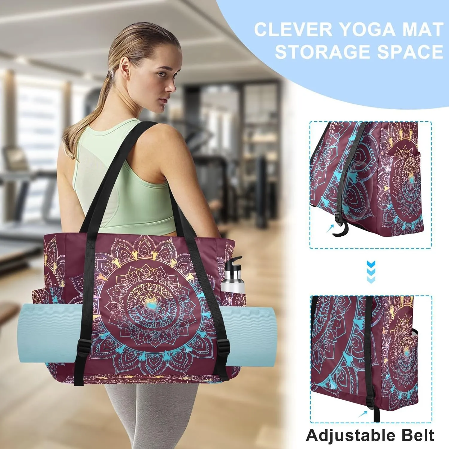 Yoga Mat Bag for Women Adjustable Yoga Mat Carrier Bag with Pockets