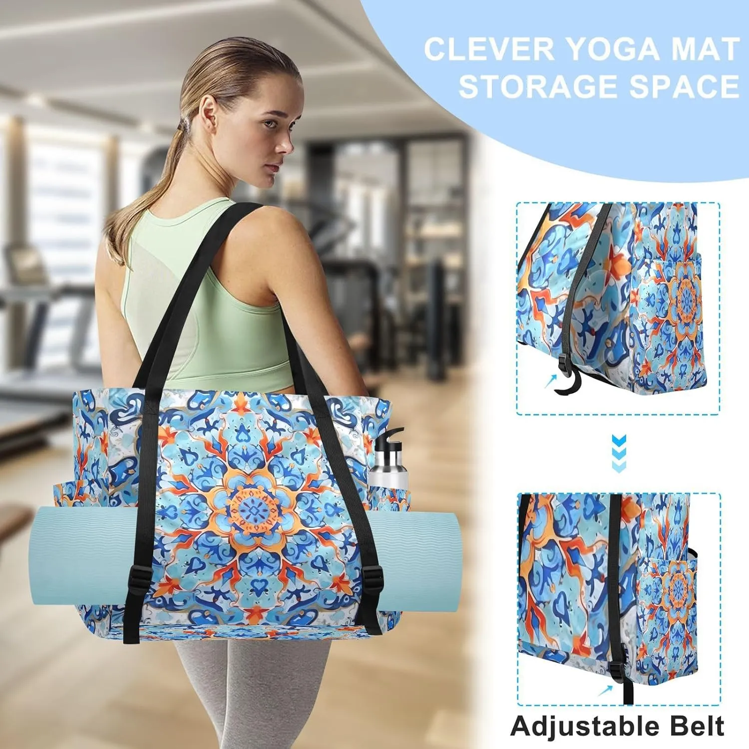 Yoga Mat Bag for Women Adjustable Yoga Mat Carrier Bag with Pockets