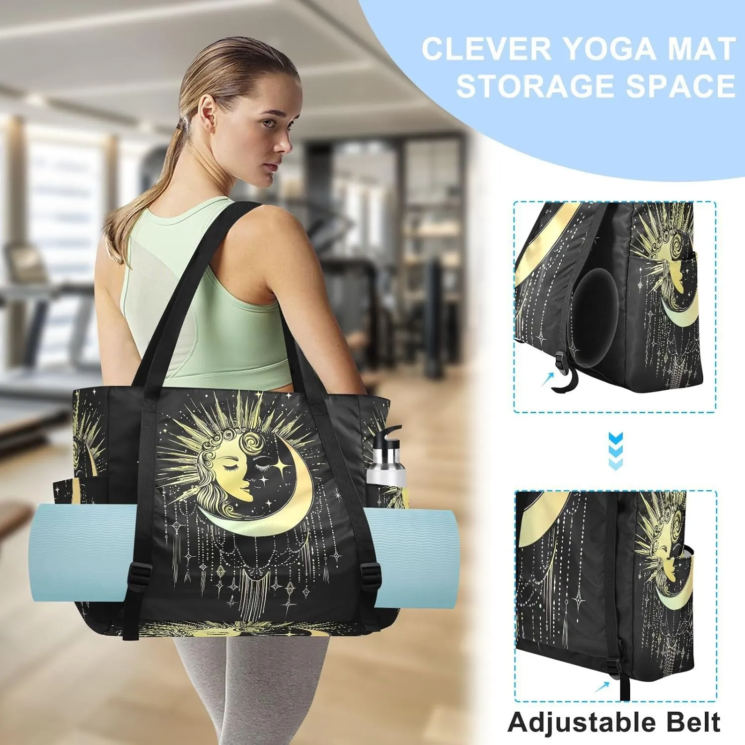 Yoga Mat Bag for Women Adjustable Yoga Mat Carrier Bag with Pockets