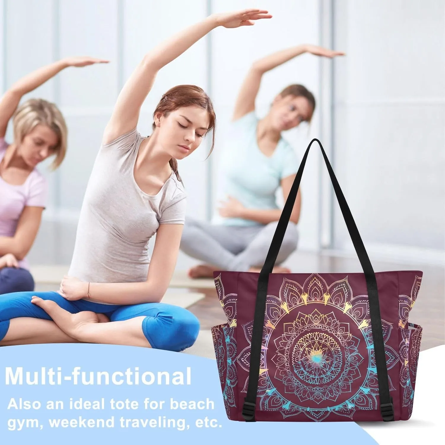 Yoga Mat Bag for Women Adjustable Yoga Mat Carrier Bag with Pockets