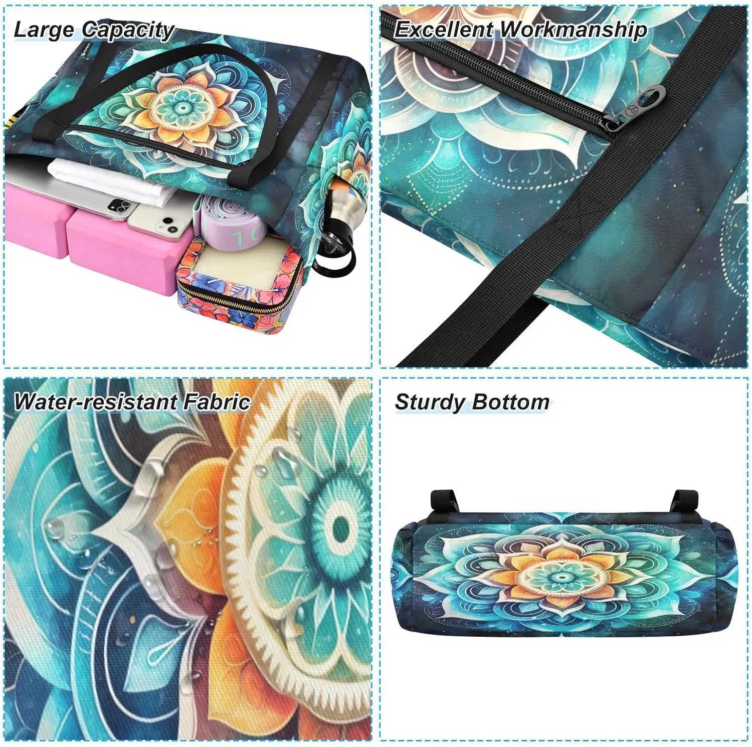 Yoga Mat Bag for Women Adjustable Yoga Mat Carrier Bag with Pockets
