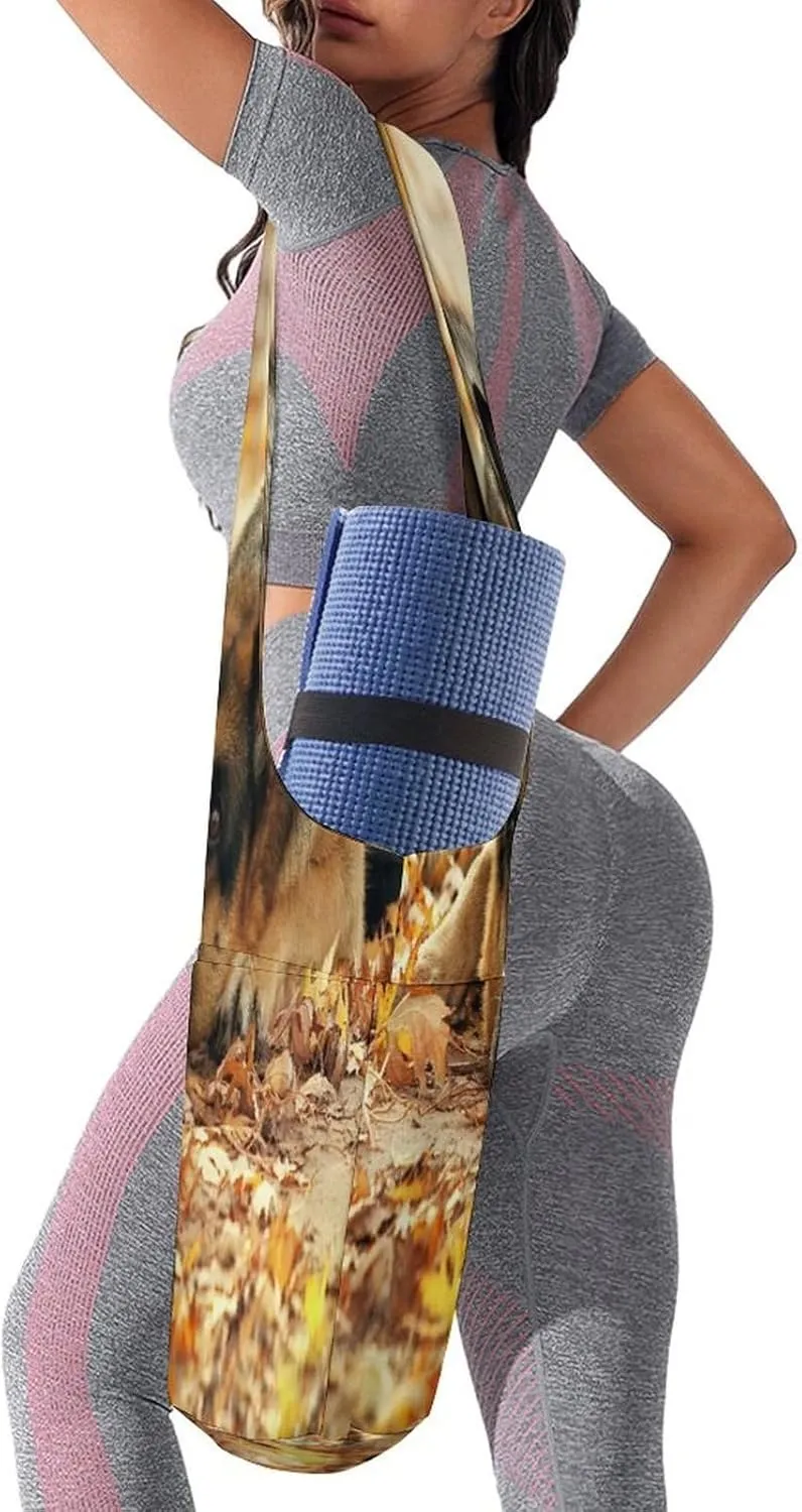 Yoga Mat Bag, Soft Canvas Storage Bag Fashion Mat Bag for Clothes Dorm Organizer with Pocket Shoulder Strap