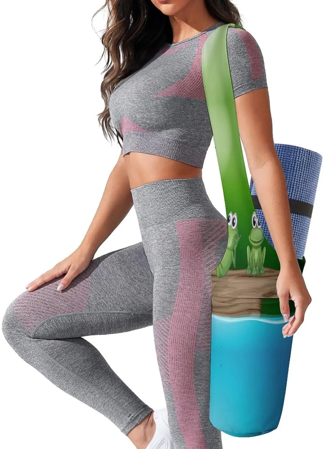 Yoga Mat Bag, Soft Canvas Storage Bag Fashion Mat Bag for Clothes Dorm Organizer with Pocket Shoulder Strap