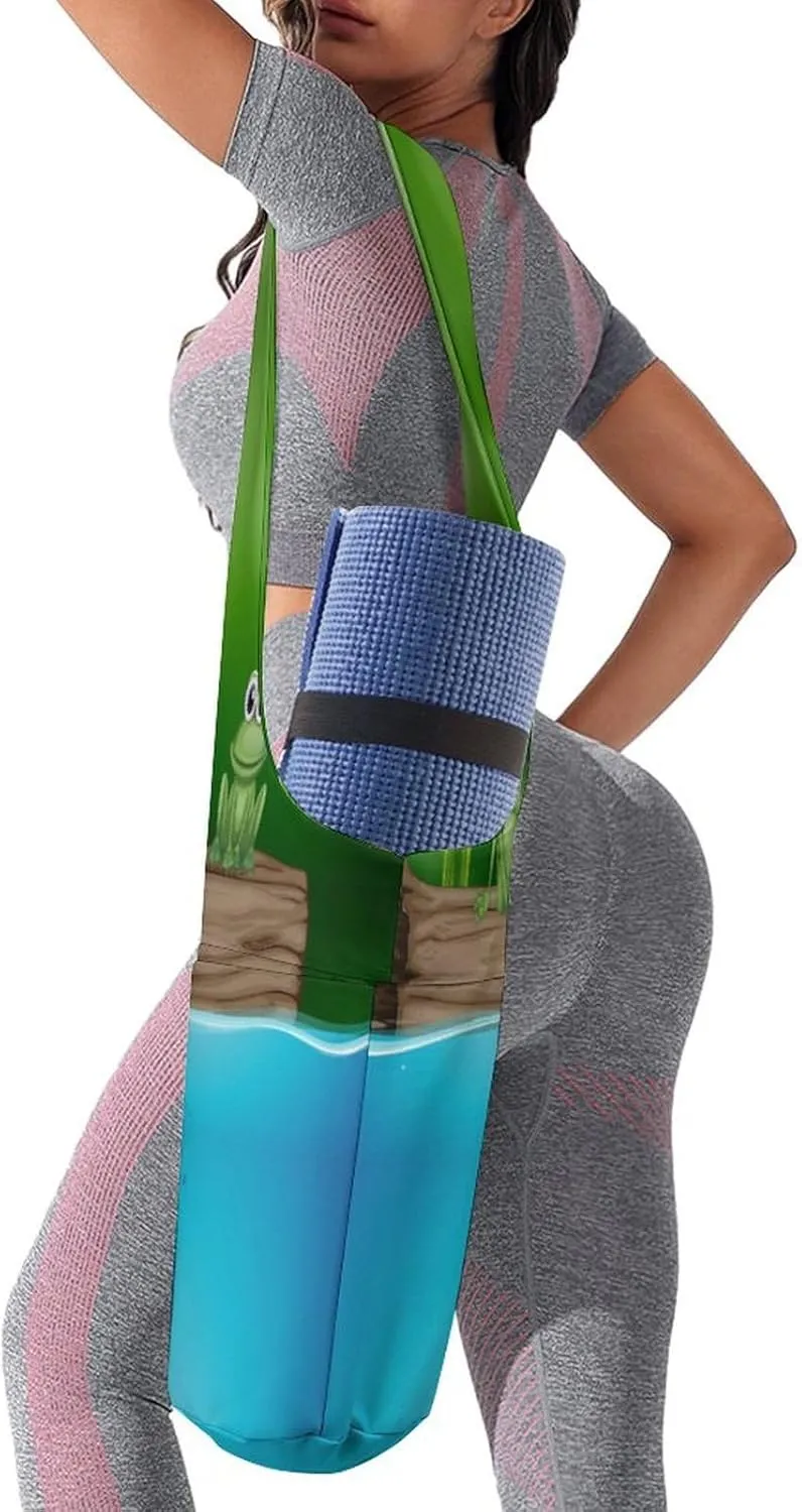 Yoga Mat Bag, Soft Canvas Storage Bag Fashion Mat Bag for Clothes Dorm Organizer with Pocket Shoulder Strap