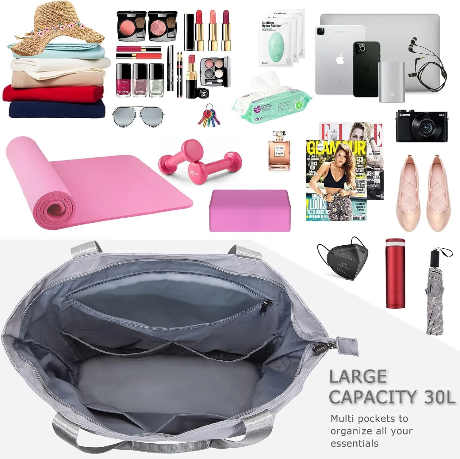Yoga Mat Bag - Waterproof Shoulder Gym Bag with Yoga Mat Holder & Wet Pocket for Gym, Pilates, Travel, Beach and Daily Use