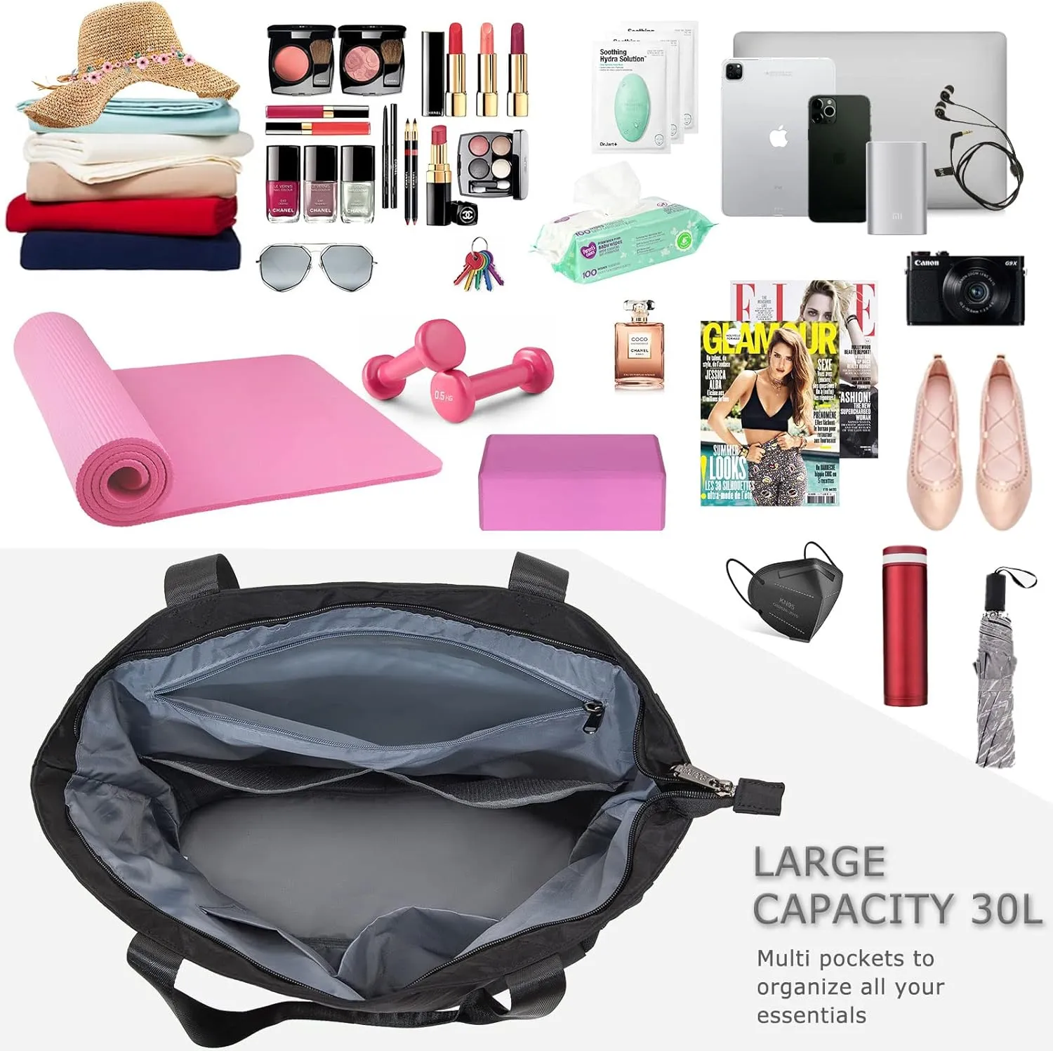 Yoga Mat Bag - Waterproof Shoulder Gym Bag with Yoga Mat Holder & Wet Pocket for Gym, Pilates, Travel, Beach and Daily Use