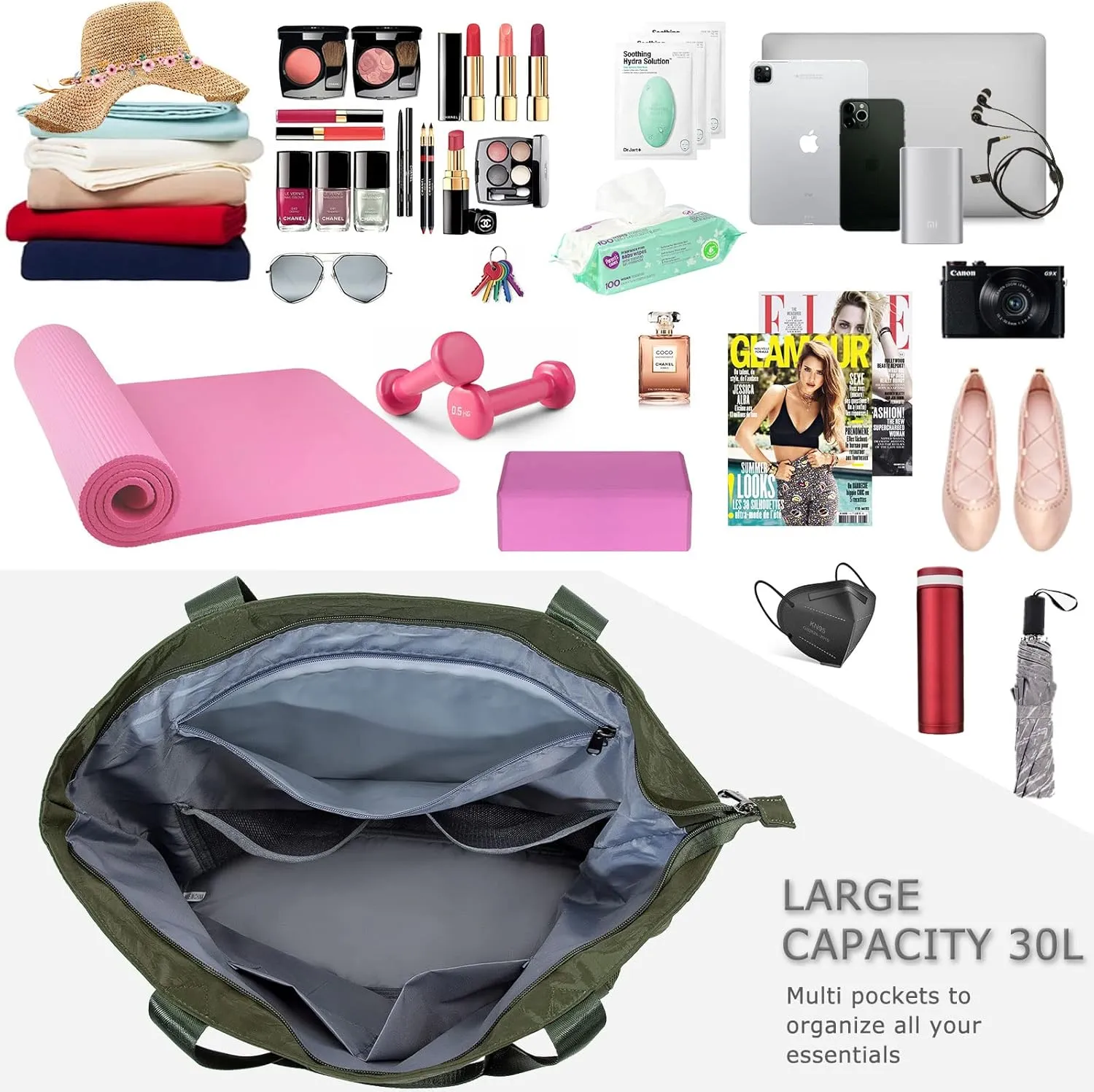 Yoga Mat Bag - Waterproof Shoulder Gym Bag with Yoga Mat Holder & Wet Pocket for Gym, Pilates, Travel, Beach and Daily Use