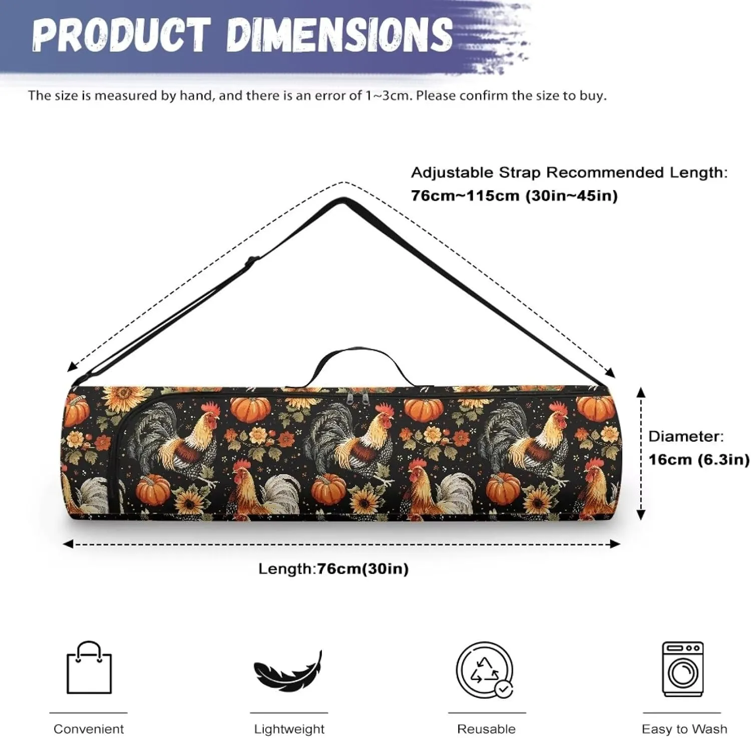 Yoga Mat Bag with Adjustable Straps Yoga Mat Carrier Portable Large Capacity Yoga Bag Machine Washable
