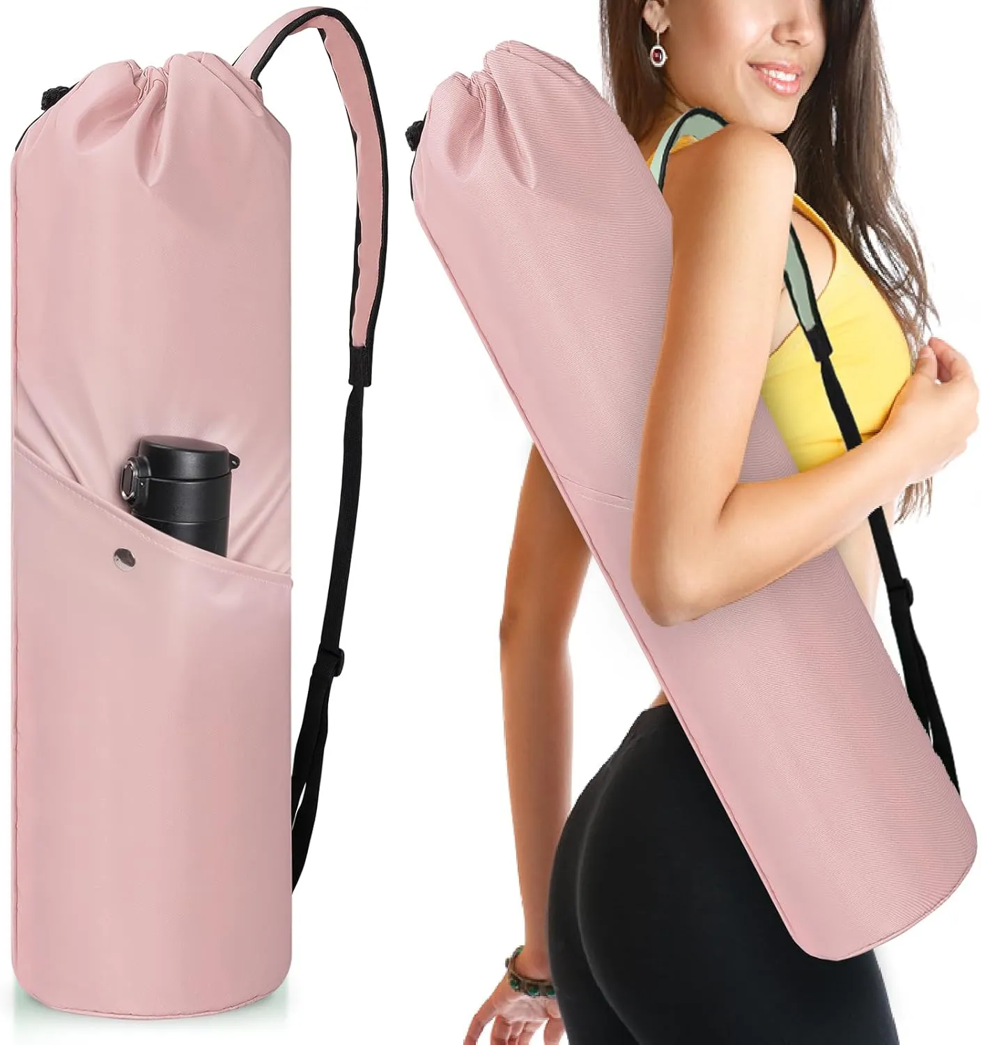 Yoga Mat Bag with Multi-Functional Storage Pockets, Waterproof Yoga Mat Carrying Bag with Adjustable Strap & Yoga mat storage cord, Fits Gym, Class, Beach Park, Travel