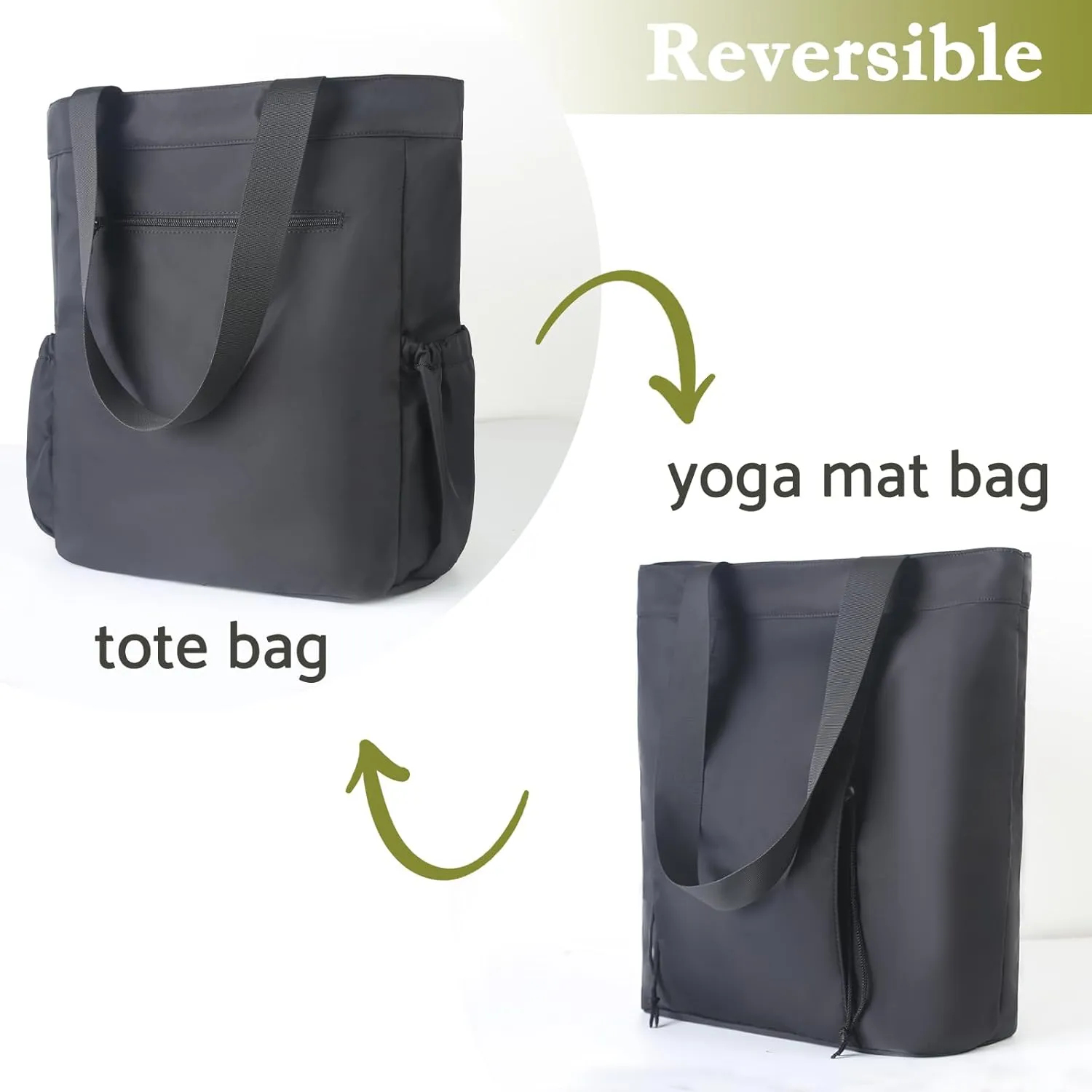 Yoga Mat Bag Yoga Bag with Yoga Mat Carrier Carryall Shoulder Bag Reversible Tote Bag for Pilates,Office, Travel, Workout,Beach and Gym