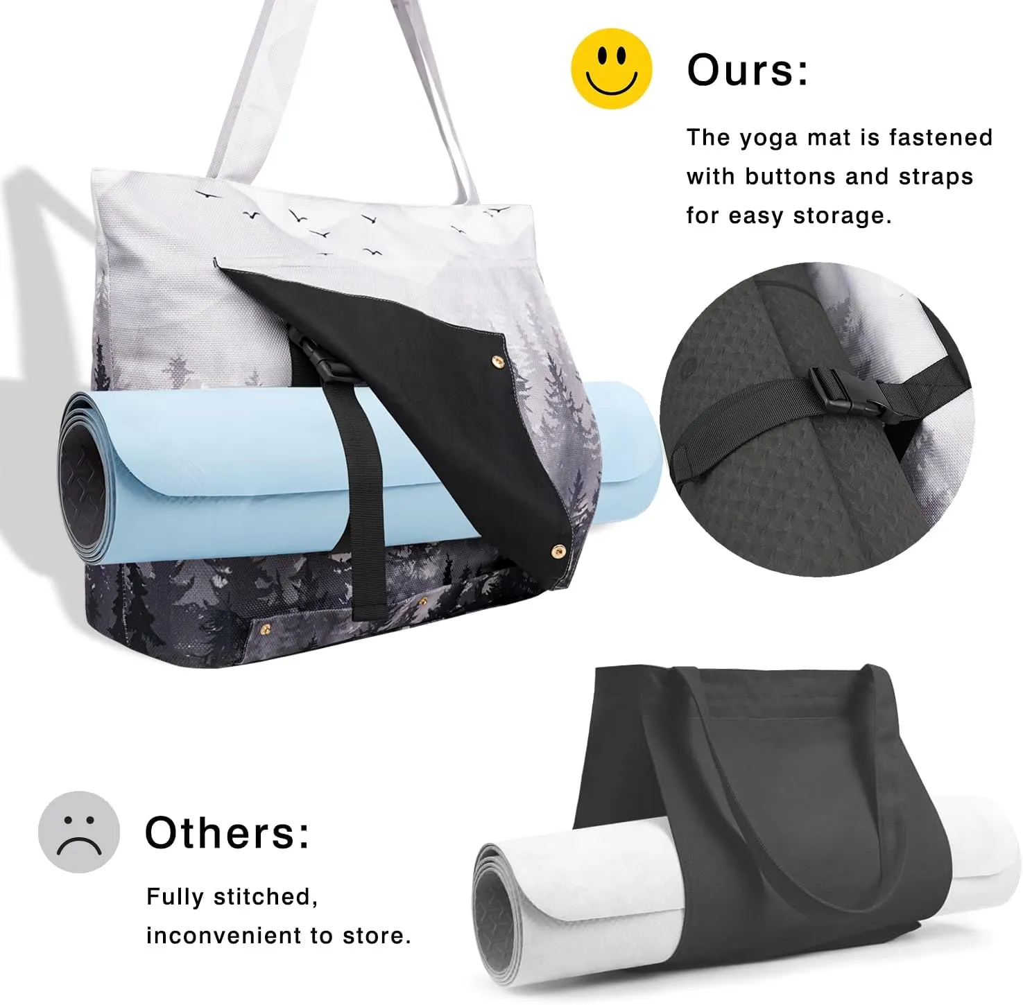Yoga Mat Bag Yoga Bags and Carriers Fits All Your Stuff Yoga Tote Bag with Zipper Pocket Yoga Mat Carrier Pilates Bag