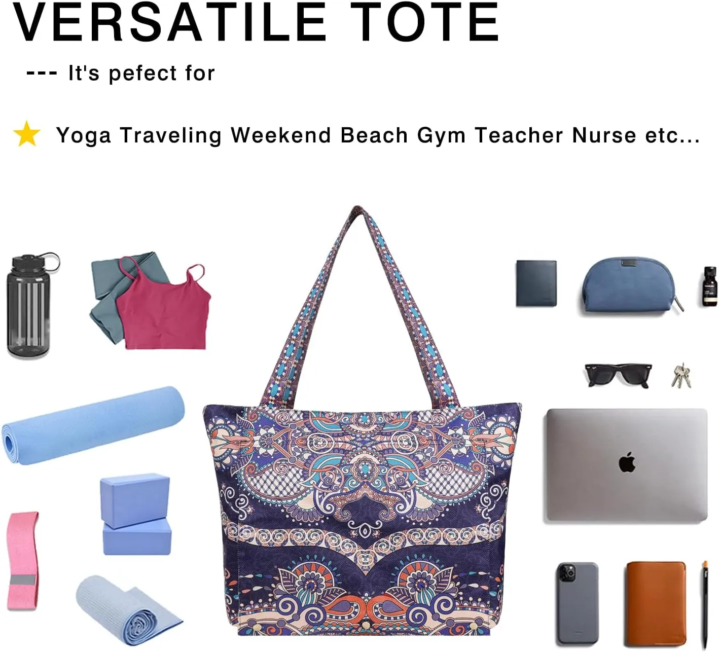 Yoga Mat Bag Yoga Bags and Carriers Fits All Your Stuff Yoga Tote Bag with Zipper Pocket Yoga Mat Carrier Pilates Bag