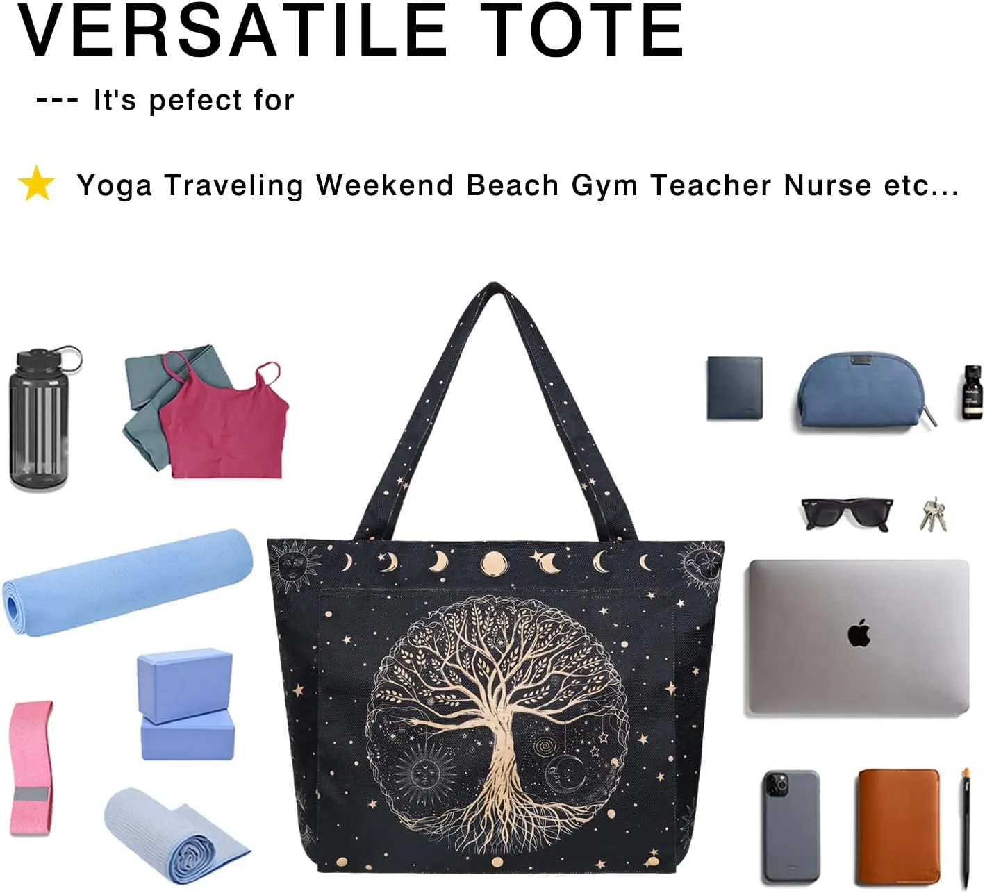 Yoga Mat Bag Yoga Bags and Carriers Fits All Your Stuff Yoga Tote Bag with Zipper Pocket Yoga Mat Carrier Pilates Bag