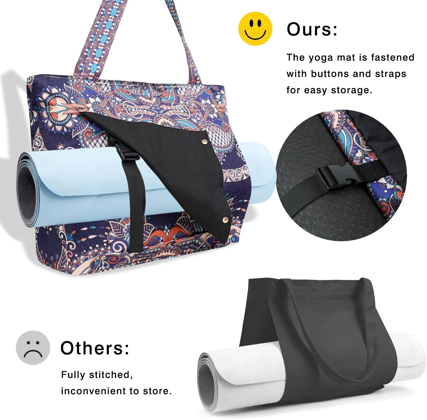 Yoga Mat Bag Yoga Bags and Carriers Fits All Your Stuff Yoga Tote Bag with Zipper Pocket Yoga Mat Carrier Pilates Bag
