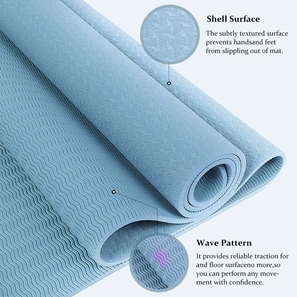 Yoga Mat, Eco-Friendly TPE Material, High-Density Non-Slip &Tear-Resistant, 72"x24" Extra Thick 0.24", Exercise & Workout Mat for Yoga, Pilates, and Fitness