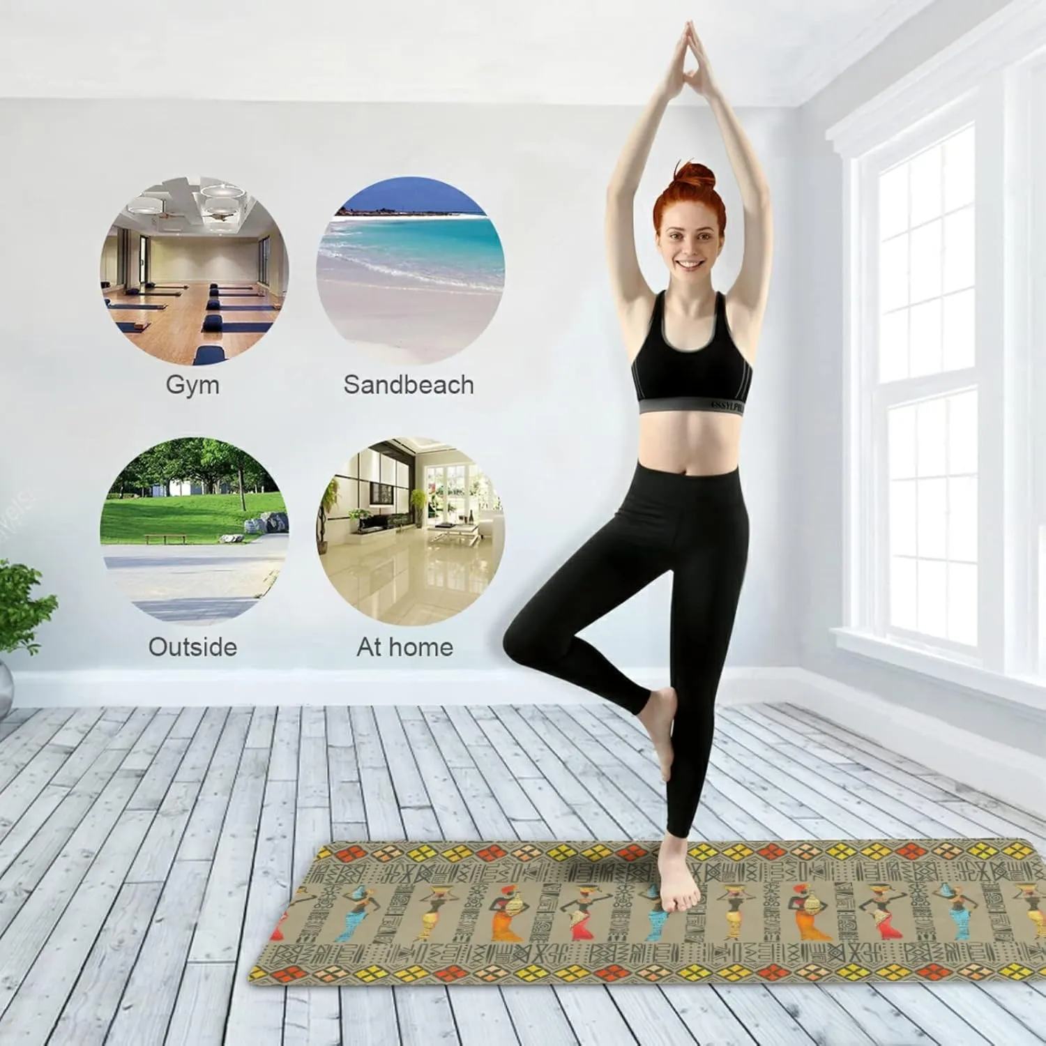 Yoga Mat Non Slip Rubber Fitness Safe Exercise Mat with Bag Durable Folding Workout Mat for Pilates and Floor Exercises