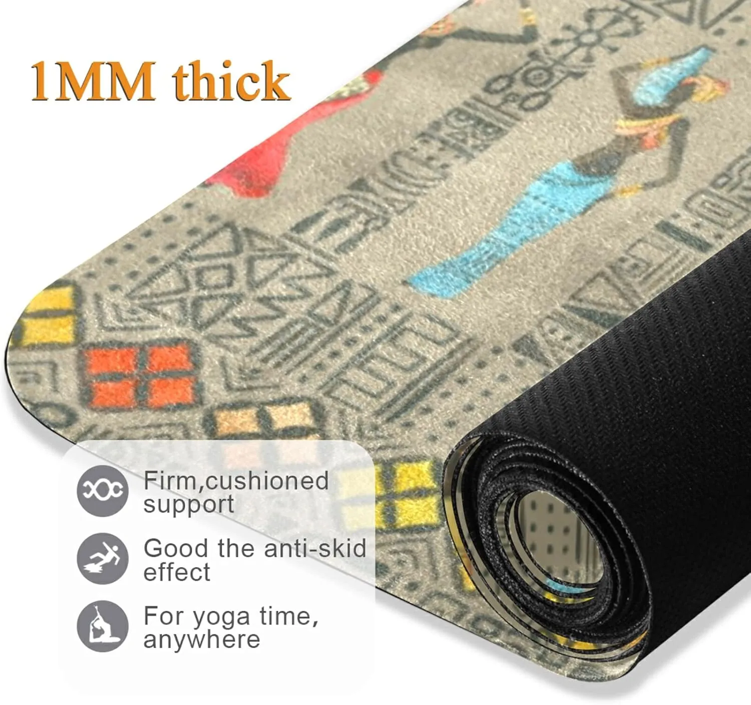 Yoga Mat Non Slip Rubber Fitness Safe Exercise Mat with Bag Durable Folding Workout Mat for Pilates and Floor Exercises