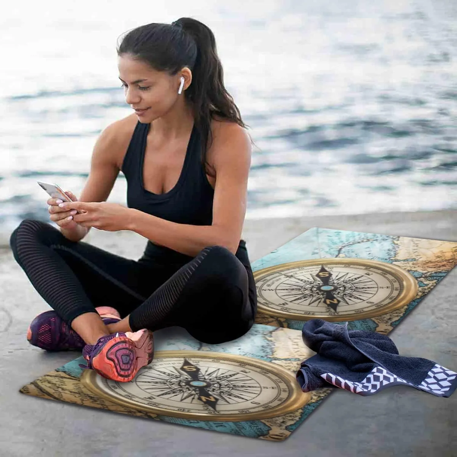 Yoga Mat Non Slip Rubber Fitness Safe Exercise Mat with Bag Durable Folding Workout Mat for Pilates and Floor Exercises