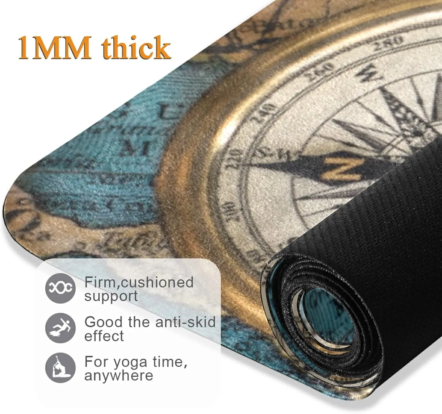 Yoga Mat Non Slip Rubber Fitness Safe Exercise Mat with Bag Durable Folding Workout Mat for Pilates and Floor Exercises