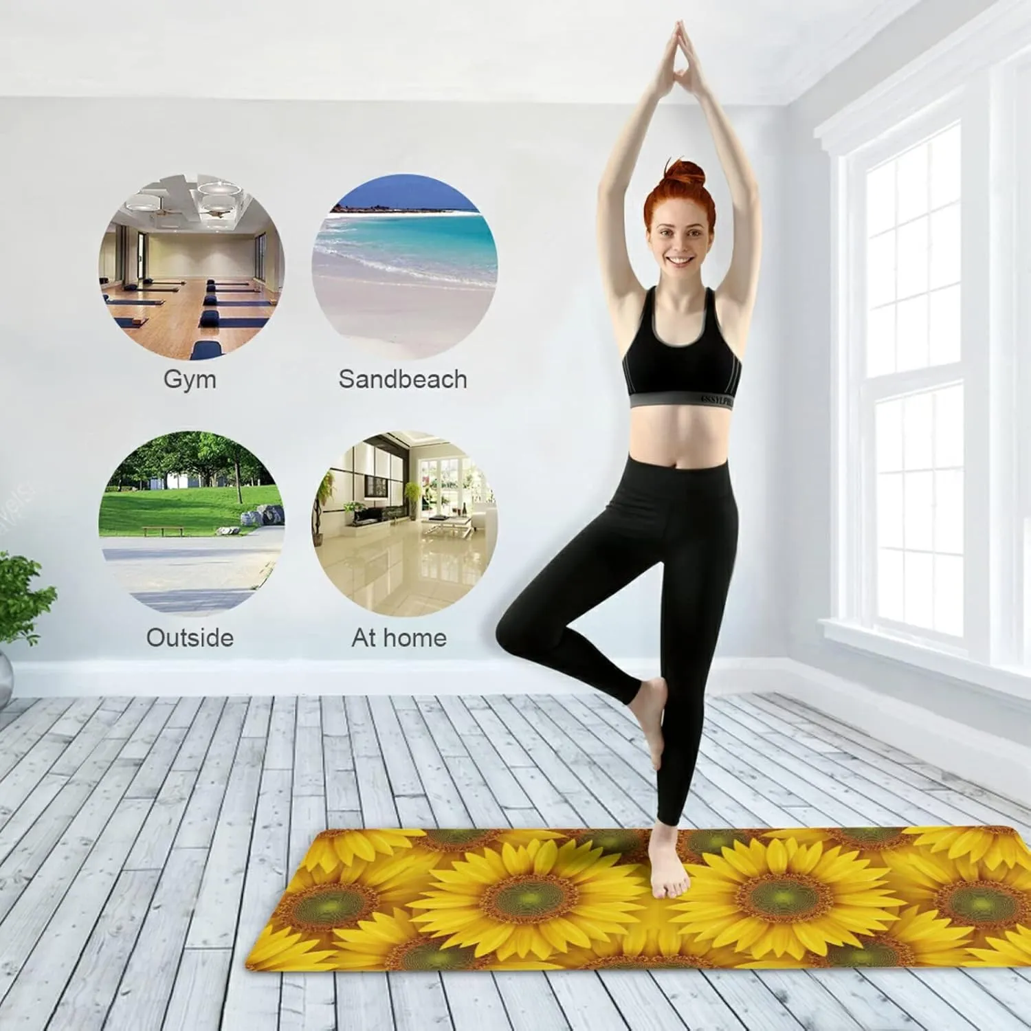 Yoga Mat Non Slip Rubber Fitness Safe Exercise Mat with Bag Durable Folding Workout Mat for Pilates and Floor Exercises