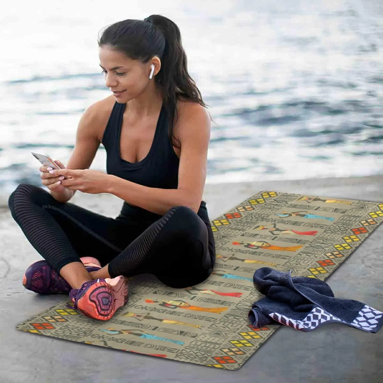 Yoga Mat Non Slip Rubber Fitness Safe Exercise Mat with Bag Durable Folding Workout Mat for Pilates and Floor Exercises