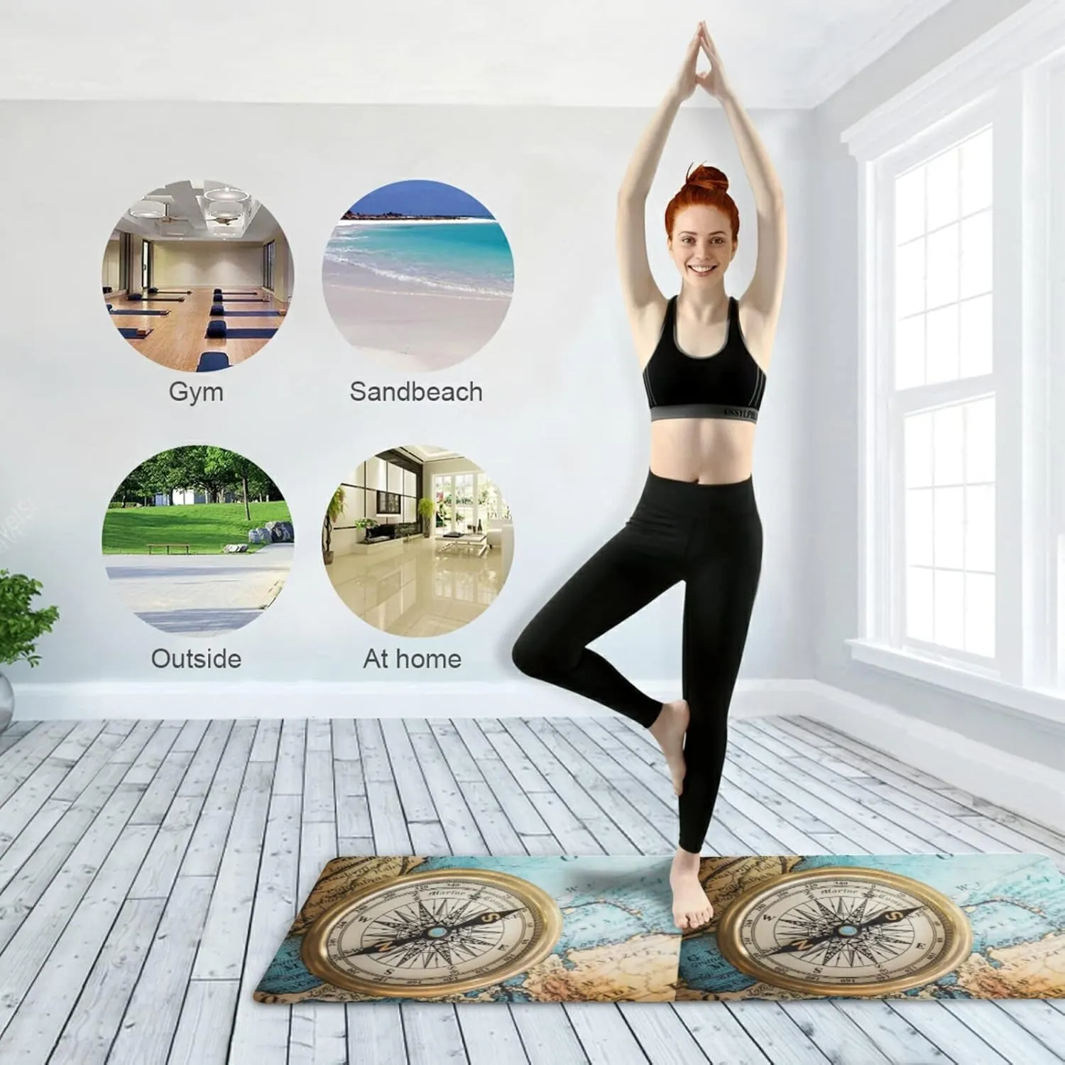 Yoga Mat Non Slip Rubber Fitness Safe Exercise Mat with Bag Durable Folding Workout Mat for Pilates and Floor Exercises